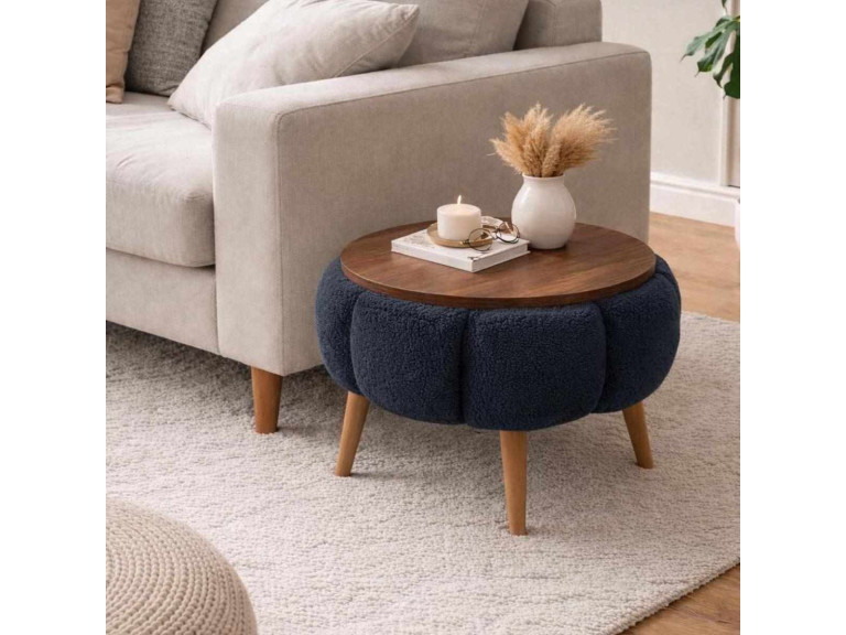 Tavolino in legno "Papatya" - 45 x 45 x 44 cm - Grigio antracite