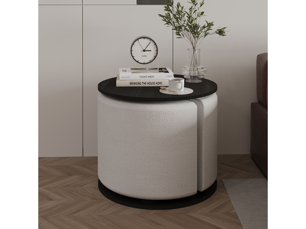 Tavolino in legno "Vexana" con poggiapiedi - 43 x 43 x 47 cm - Nero