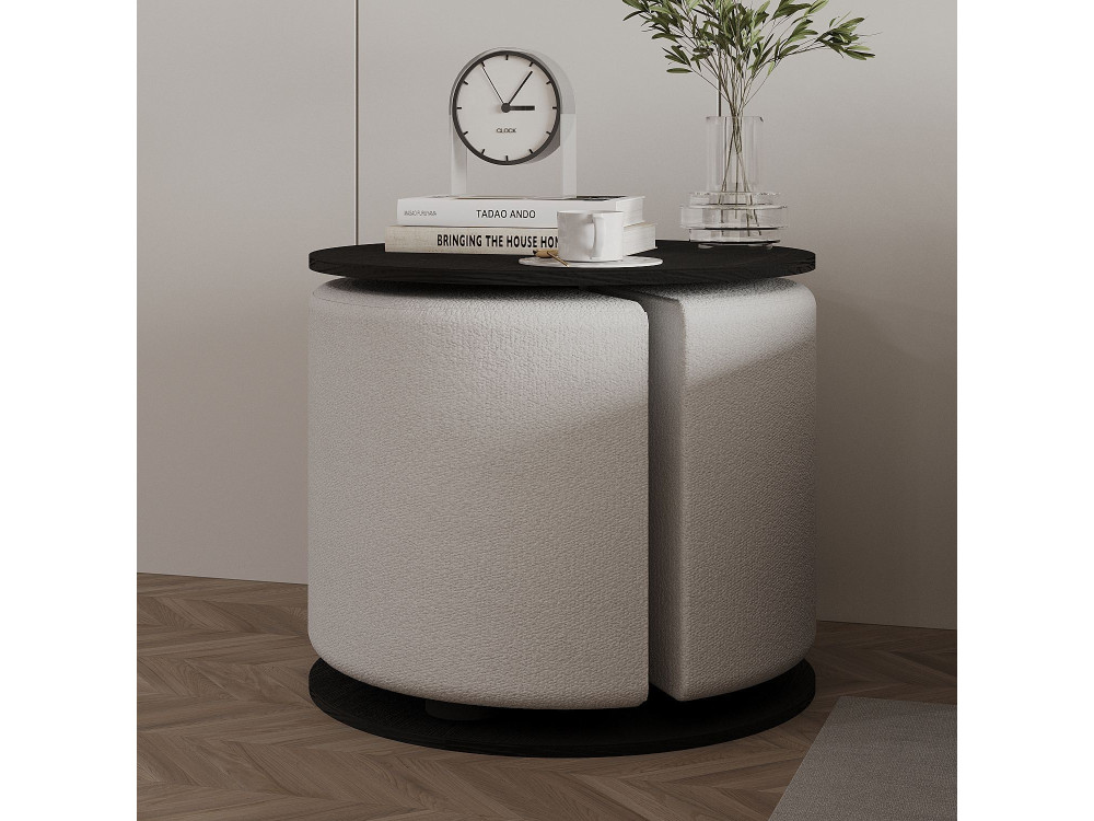 Tavolino in legno "Vexana" con poggiapiedi - 43 x 43 x 47 cm - Nero