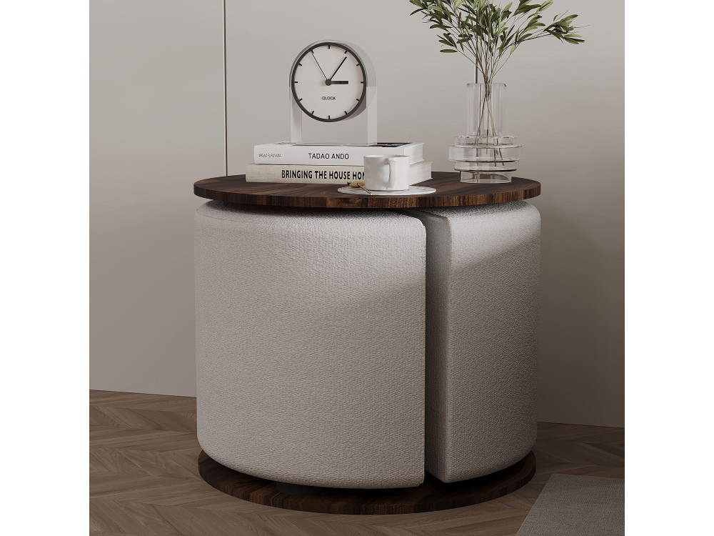Tavolino in legno con poggiapiedi "Vexana" - 43 x 43 x 47 cm - Marrone