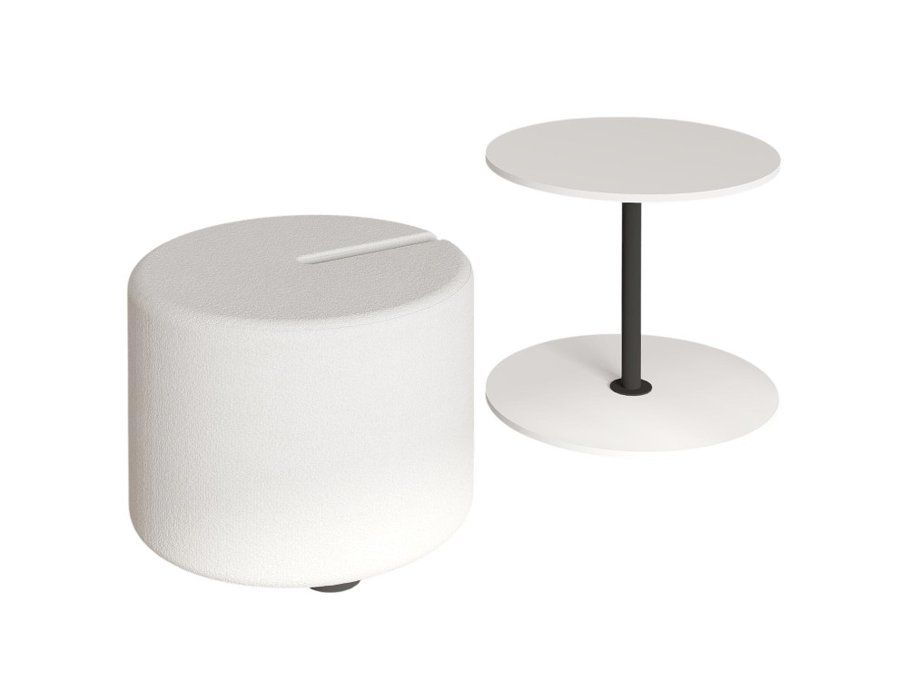 Tavolino "Vexana" con poggiapiedi in legno - 43 x 43 x 47 cm - Bianco