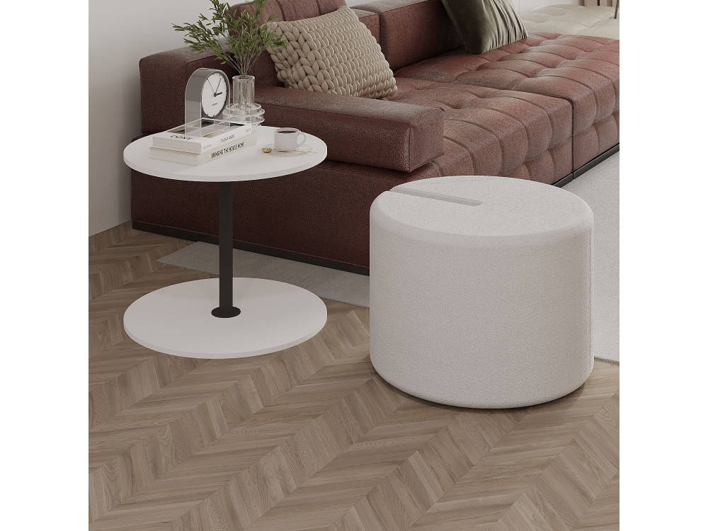 Tavolino "Vexana" con poggiapiedi in legno - 43 x 43 x 47 cm - Bianco