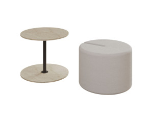 Tavolino "Vexana" con poggiapiedi in legno - 43 x 43 x 47 cm - Travertino