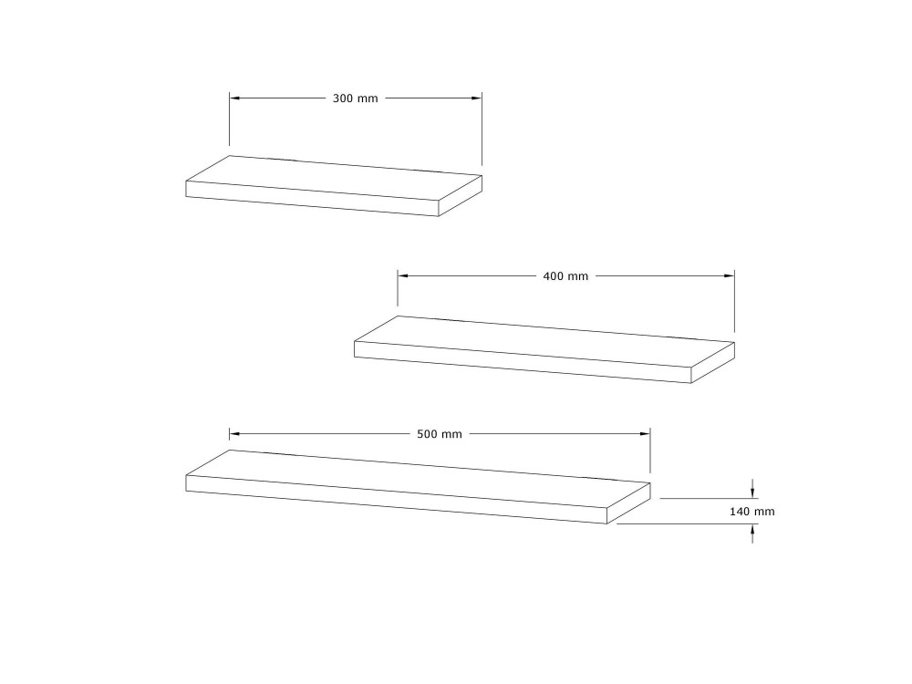 Mensola da parete in legno "Leila" - 50 x 2 x 14 cm - Grigio antracite