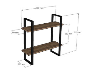 Mensola da parete in legno "Buba" - 70 x 22 x 70 cm - Marrone