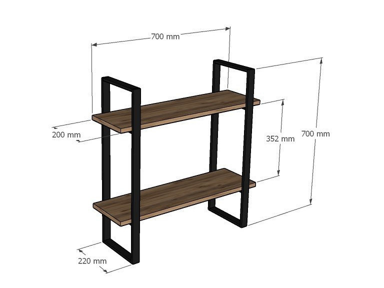 Mensola da parete in legno "Buba" - 70 x 22 x 70 cm - Marrone