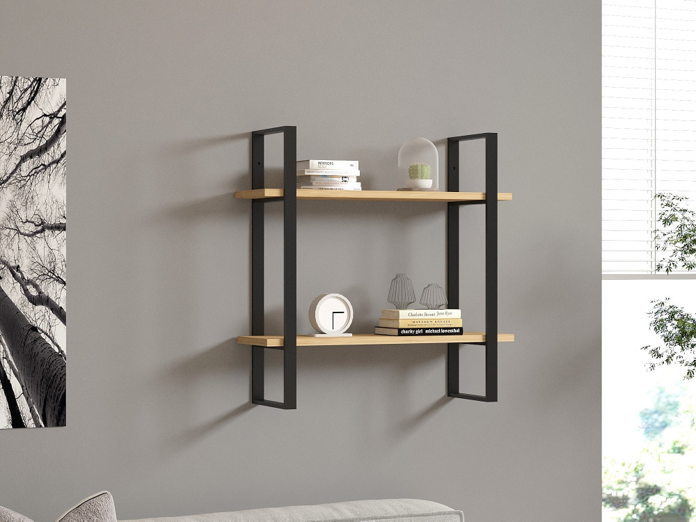 Mensola da parete in legno "Buba" - 70 x 22 x 70 cm - Marrone