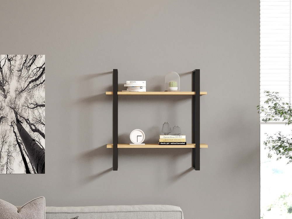 Mensola da parete in legno "Buba" - 70 x 22 x 70 cm - Marrone