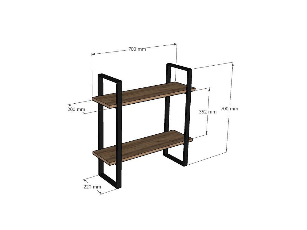 Mensola da parete in legno "Buba" - 70 x 22 x 70 cm - Marrone