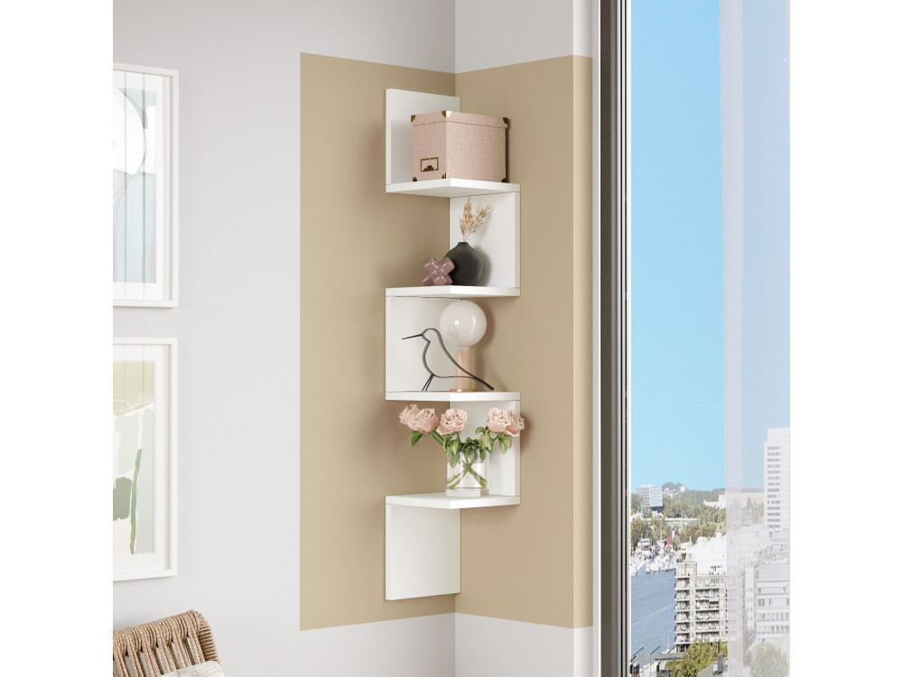 Mensola da parete in legno "WL9" - 22 x 22 x 117 cm - Bianco