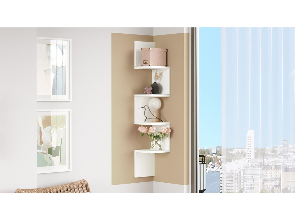 Mensola da parete in legno "WL9" - 22 x 22 x 117 cm - Bianco