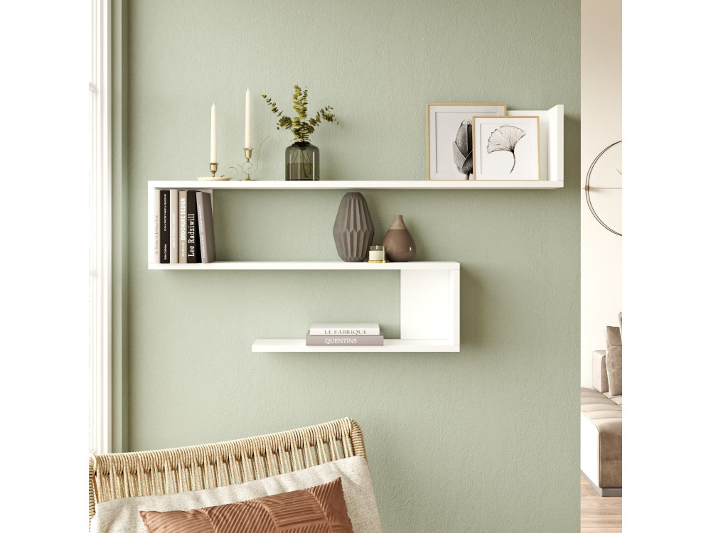 Mensola da parete in legno "WL10" - 120 x 14 x 71 cm - Bianco