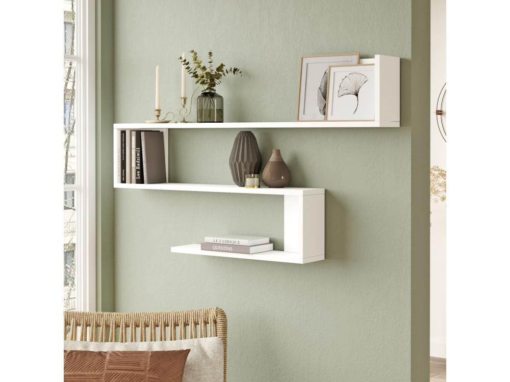 Mensola da parete in legno "WL10" - 120 x 14 x 71 cm - Bianco
