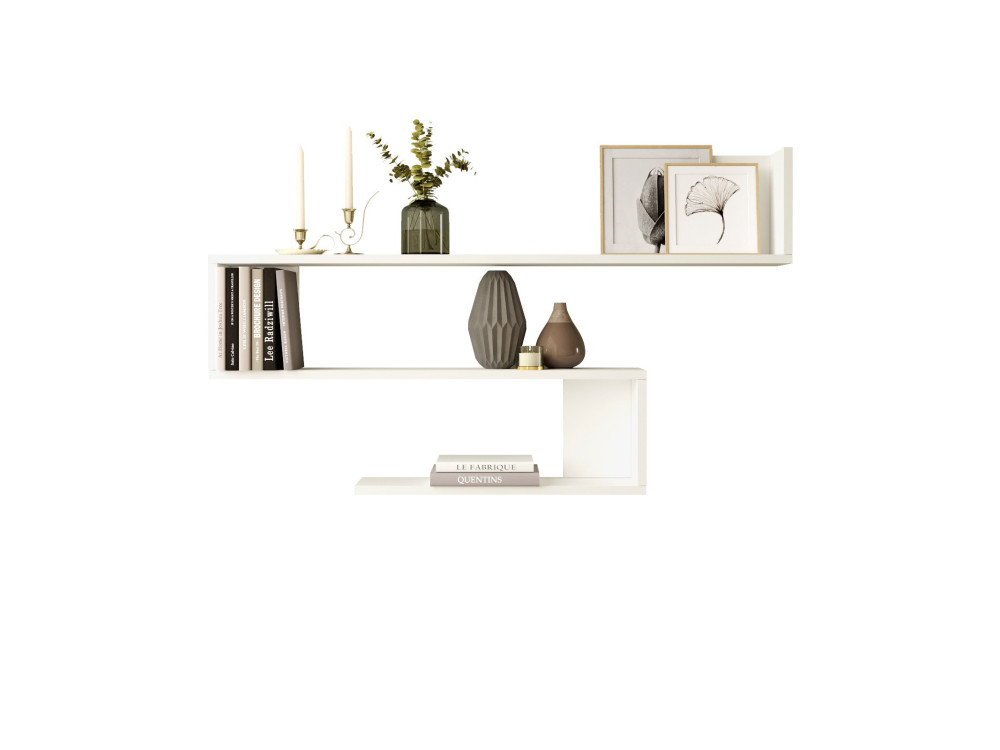 Mensola da parete in legno "WL10" - 120 x 14 x 71 cm - Bianco