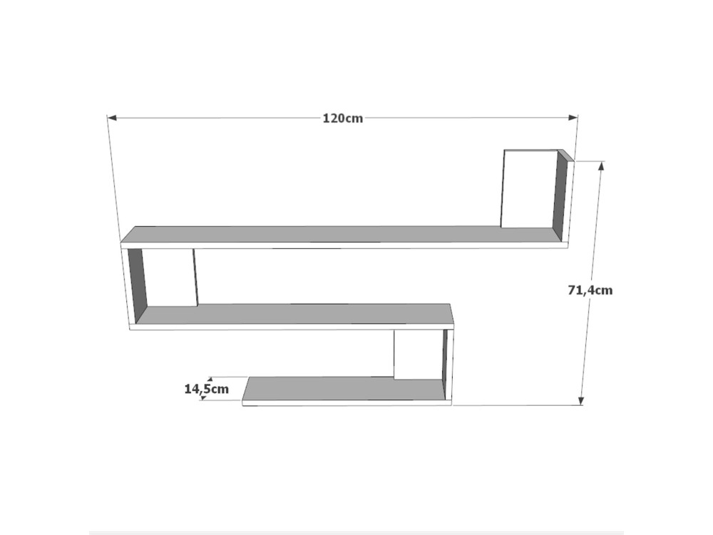 Mensola da parete in legno "WL10" - 120 x 14 x 71 cm - Bianco