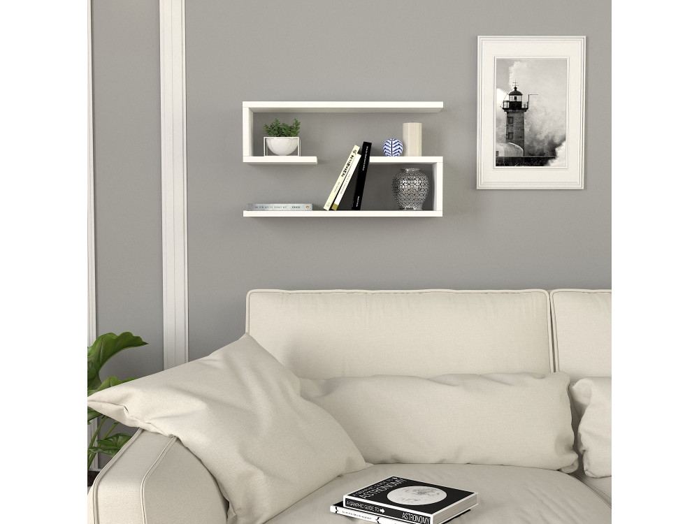 Scaffale da parete in legno "Jenika" - 60 x 14 x 18 cm - Bianco