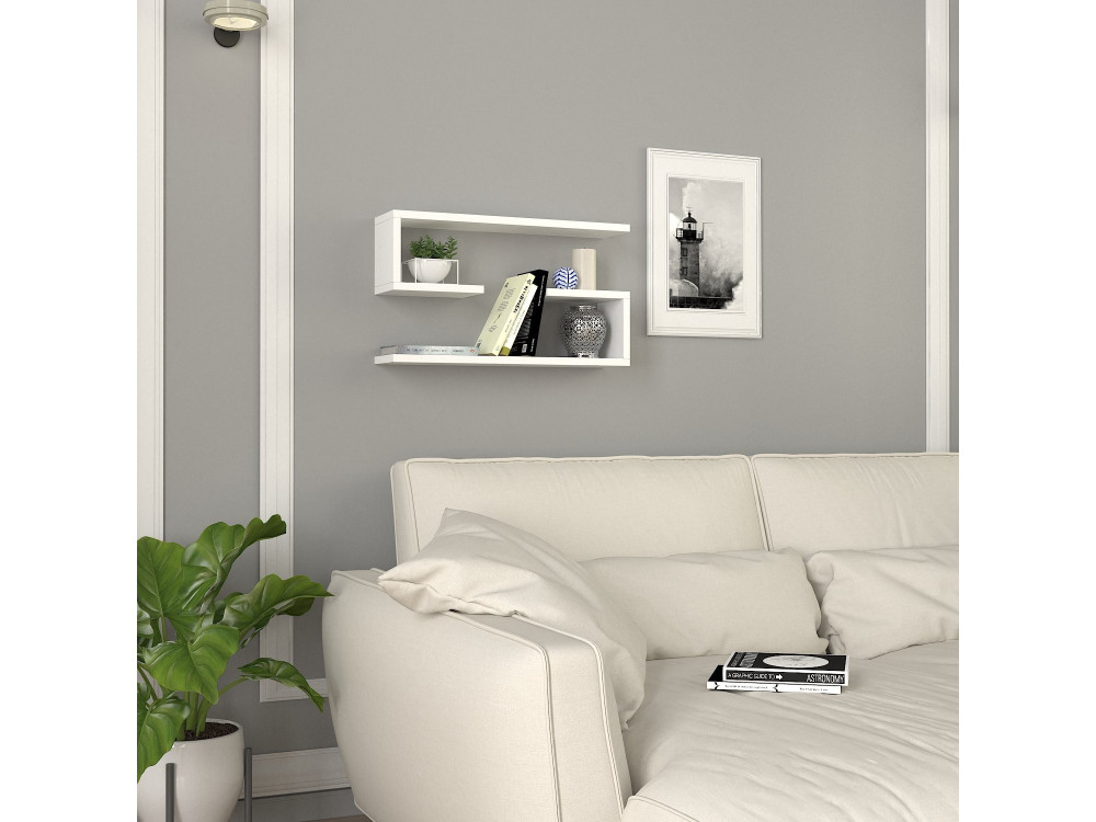 Scaffale da parete in legno "Jenika" - 60 x 14 x 18 cm - Bianco