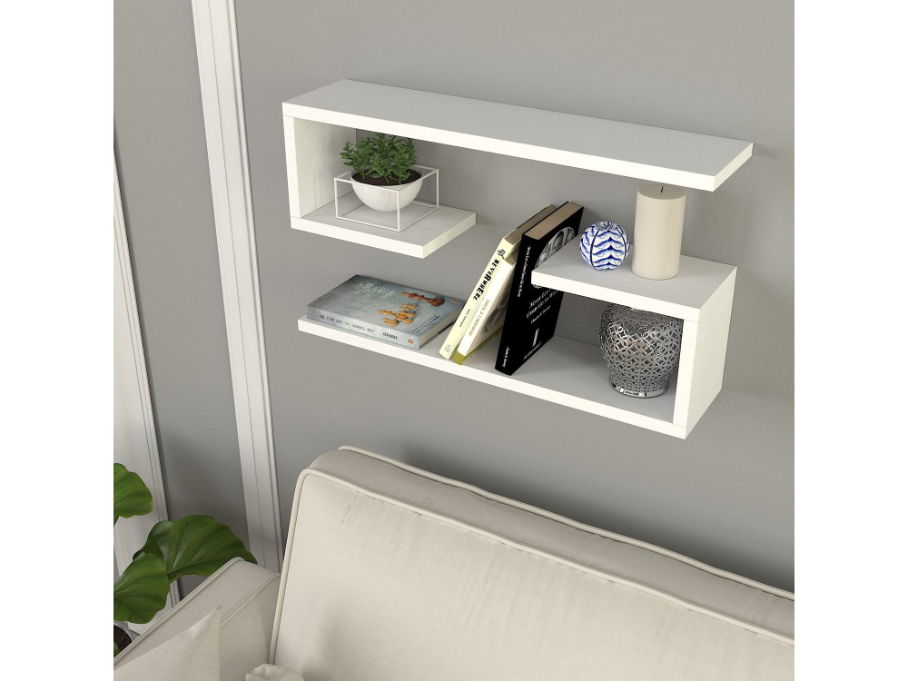Scaffale da parete in legno "Jenika" - 60 x 14 x 18 cm - Bianco