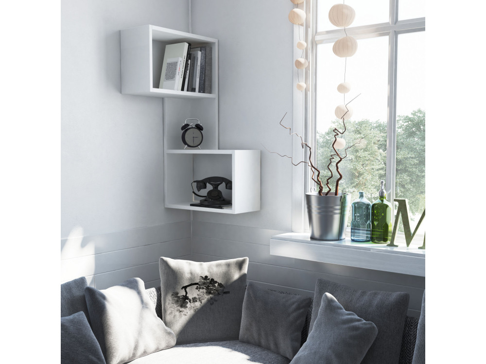 Mensola da parete in legno "Part" - 47 x 20 x 85 cm - Bianco