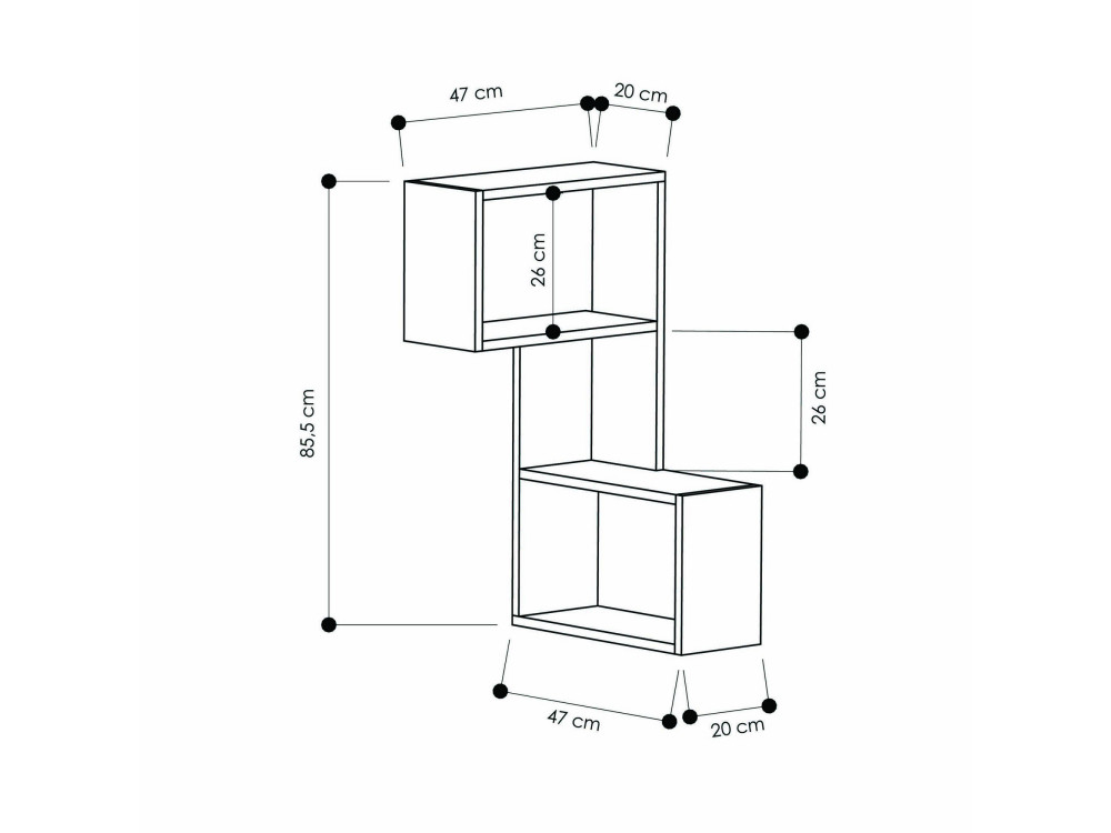 Mensola da parete in legno "Part" - 47 x 20 x 85 cm - Bianco