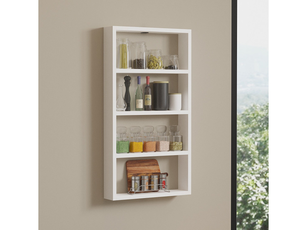 Mensola da parete in legno "Quatro" - 43 x 9 x 80 cm - Bianco