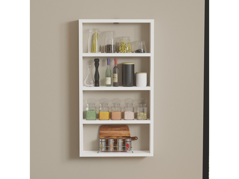 Mensola da parete in legno "Quatro" - 43 x 9 x 80 cm - Bianco