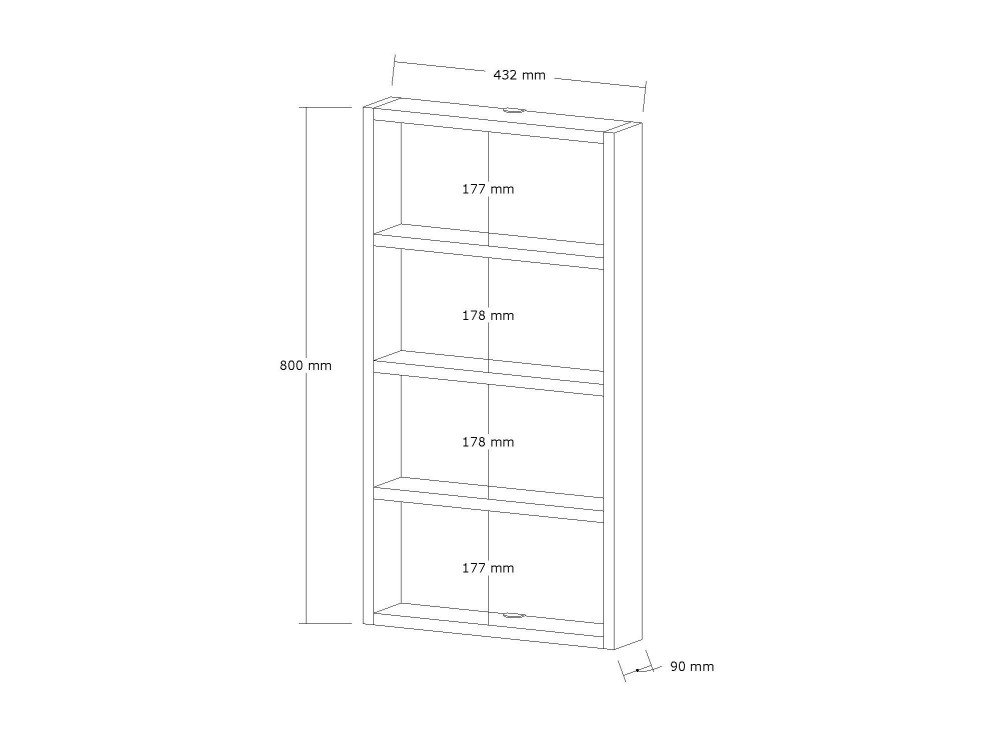 Mensola da parete in legno "Quatro" - 43 x 9 x 80 cm - Bianco