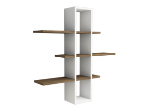 Mensola da parete in legno "Ardo" - 96 x 19 x 101 cm - Noce, Bianco