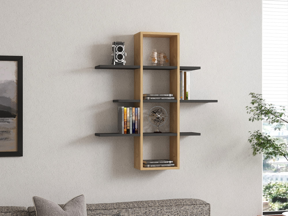 Mensola da parete in legno "Ardo" - 96 x 19 x 101 cm - Saphir, Antracite