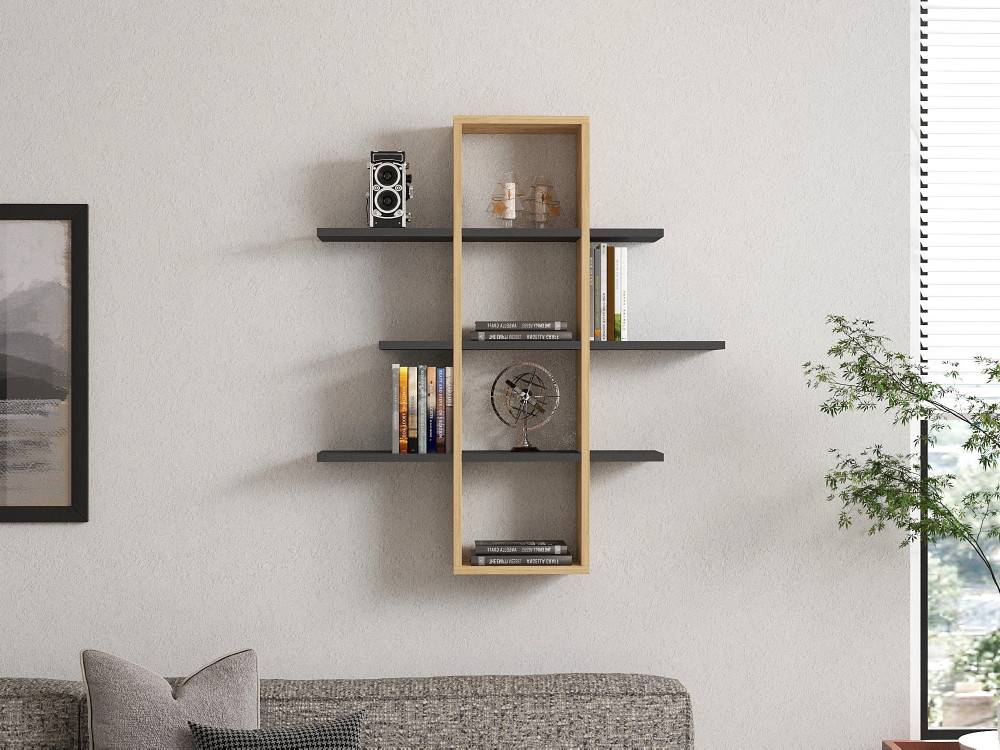 Mensola da parete in legno "Ardo" - 96 x 19 x 101 cm - Saphir, Antracite