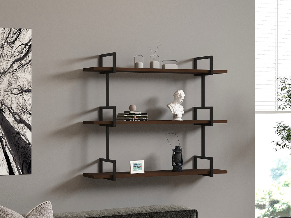 Mensola da parete in legno "Uras" - 87 x 22 x 76 cm - Noce