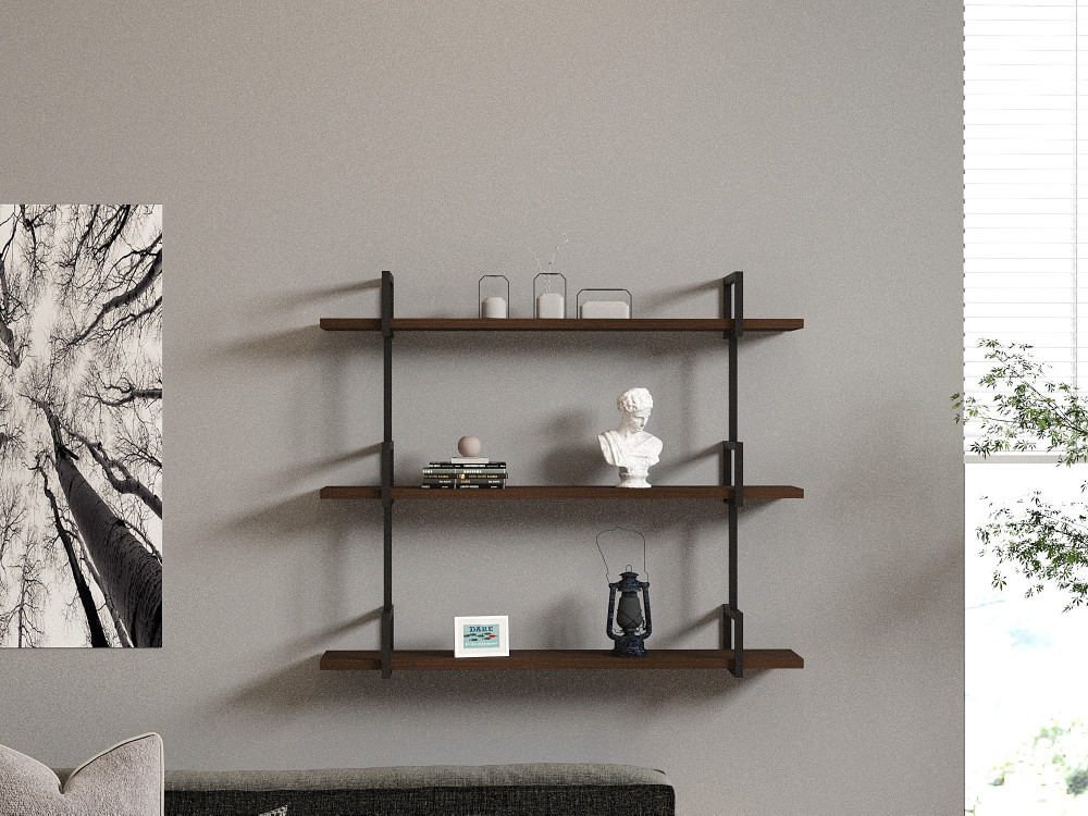 Mensola da parete in legno "Uras" - 87 x 22 x 76 cm - Noce