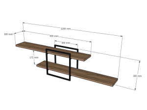 Mensola da parete in legno "Mone" - 120 x 18 x 30 cm - Pino Atlantico