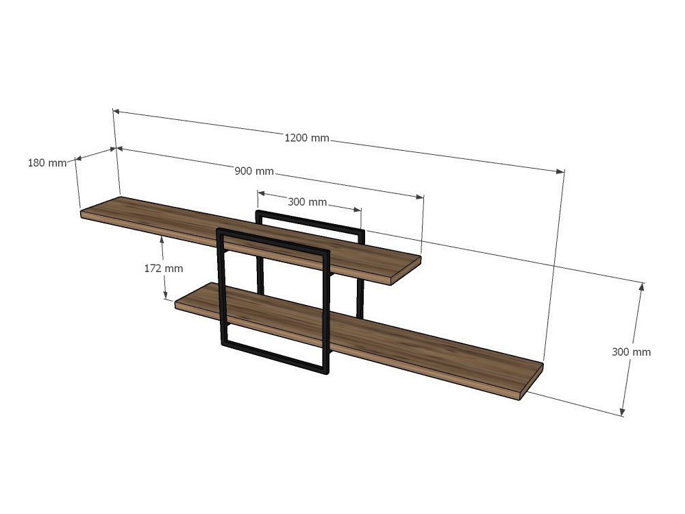 Mensola da parete in legno "Mone" - 120 x 18 x 30 cm - Pino Atlantico