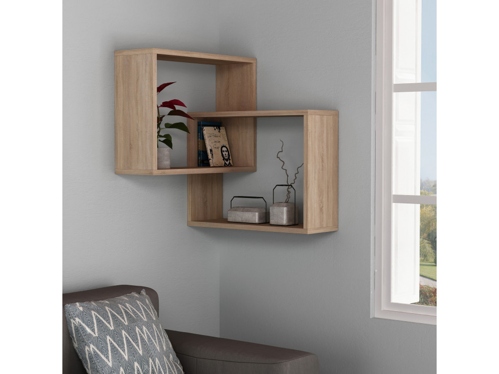 Mensola da parete in legno "Ring" - 68 x 60 x 68 cm - Rovere Sonoma