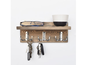 Mensola da parete in legno "Aa031" - 30 x 11 x 13 cm - Noce