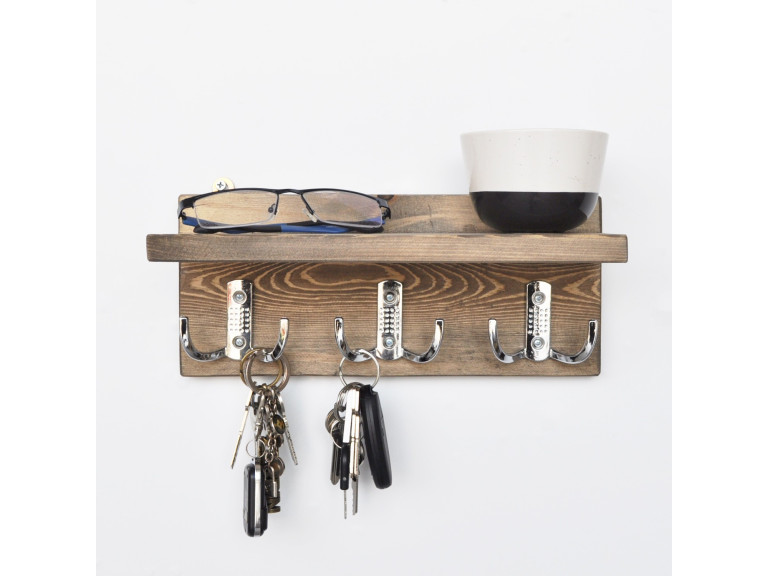 Mensola da parete in legno "Aa031" - 30 x 11 x 13 cm - Noce