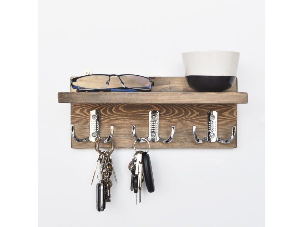 Mensola da parete in legno "Aa031" - 30 x 11 x 13 cm - Noce