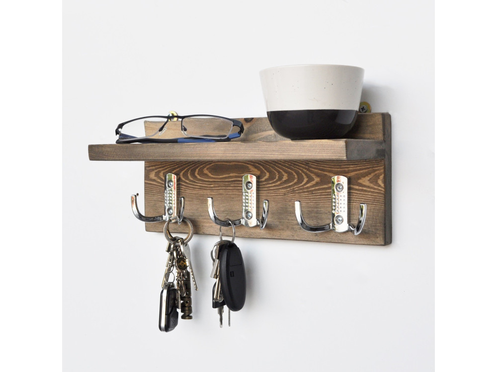 Mensola da parete in legno "Aa031" - 30 x 11 x 13 cm - Noce