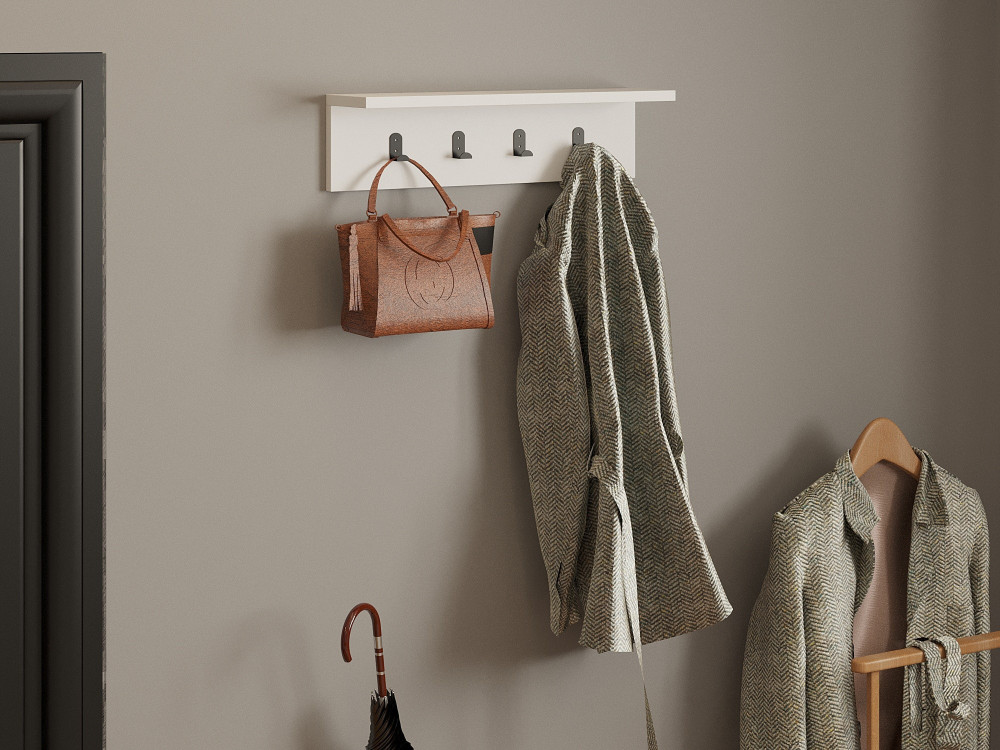 Mensola da parete in legno "Ayla" - 60 x 16 x 14 cm - Bianco