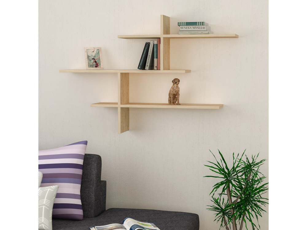 Mensola da parete in legno "Leo" - 123 x 22 x 80 cm - Rovere