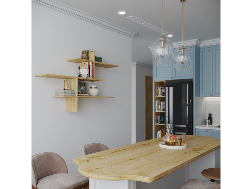 Mensola da parete in legno "Leo" - 123 x 22 x 80 cm - Rovere