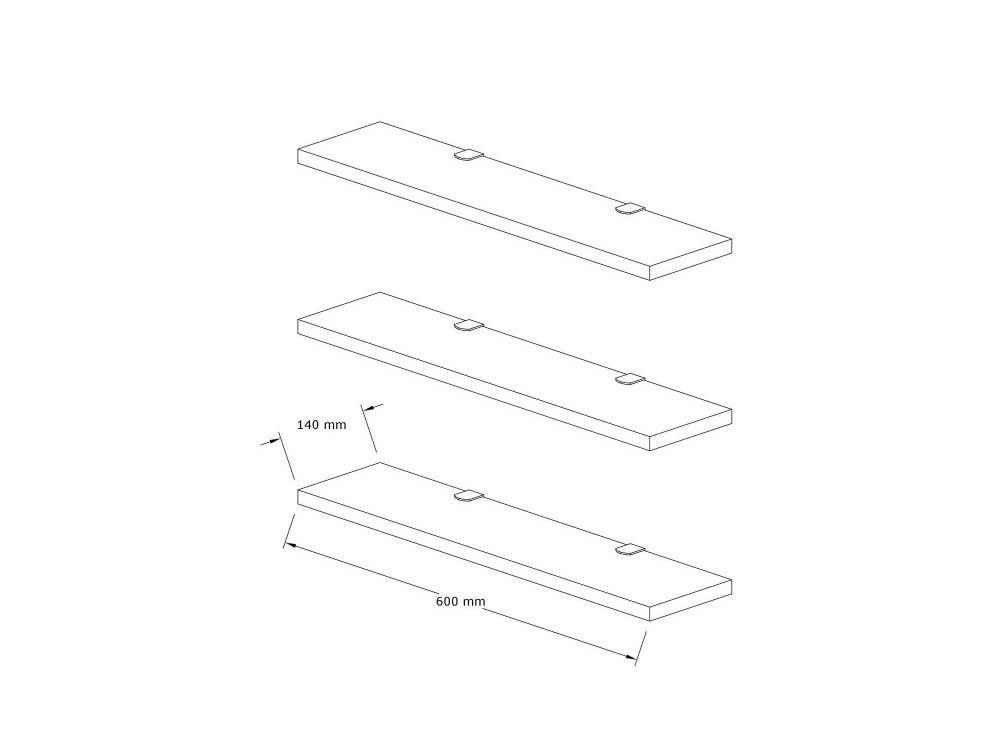 Mensola da parete in legno "Boss" - 60 x 1 x 14 cm - Noce