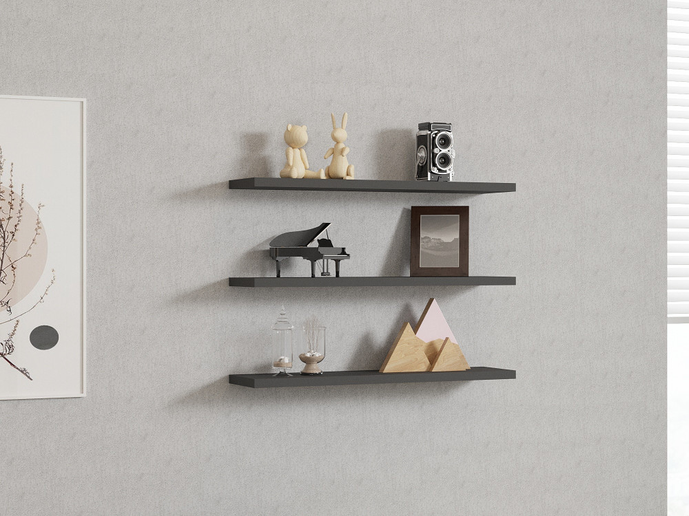 Mensola da parete in legno "Boss" - 60 x 1 x 14 cm - Antracite
