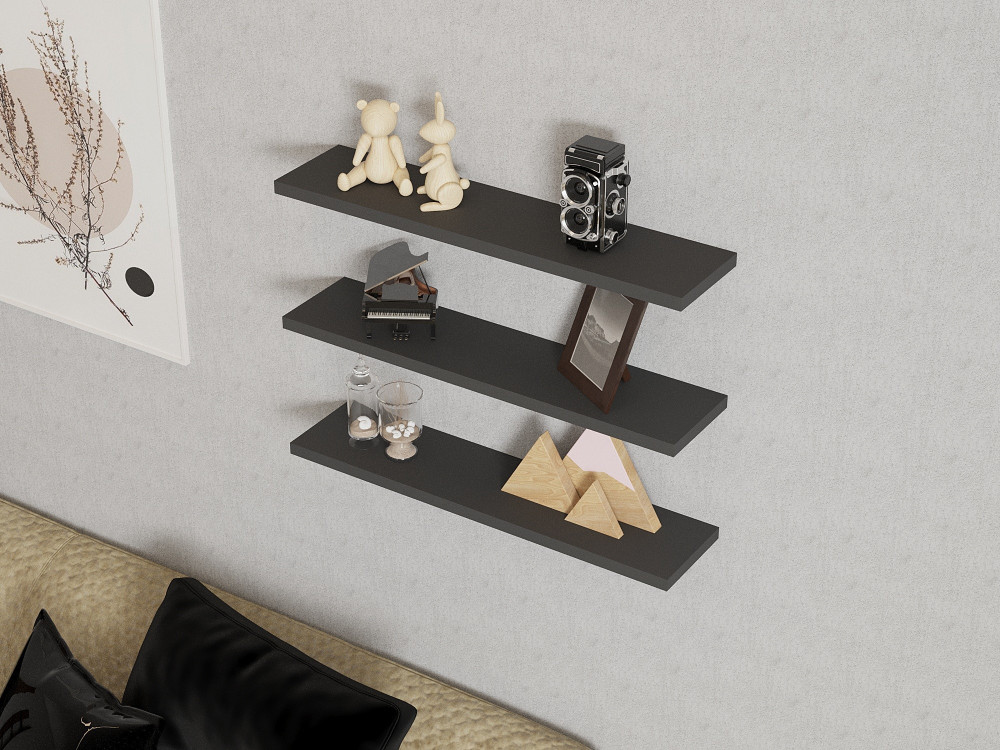 Mensola da parete in legno "Boss" - 60 x 1 x 14 cm - Antracite