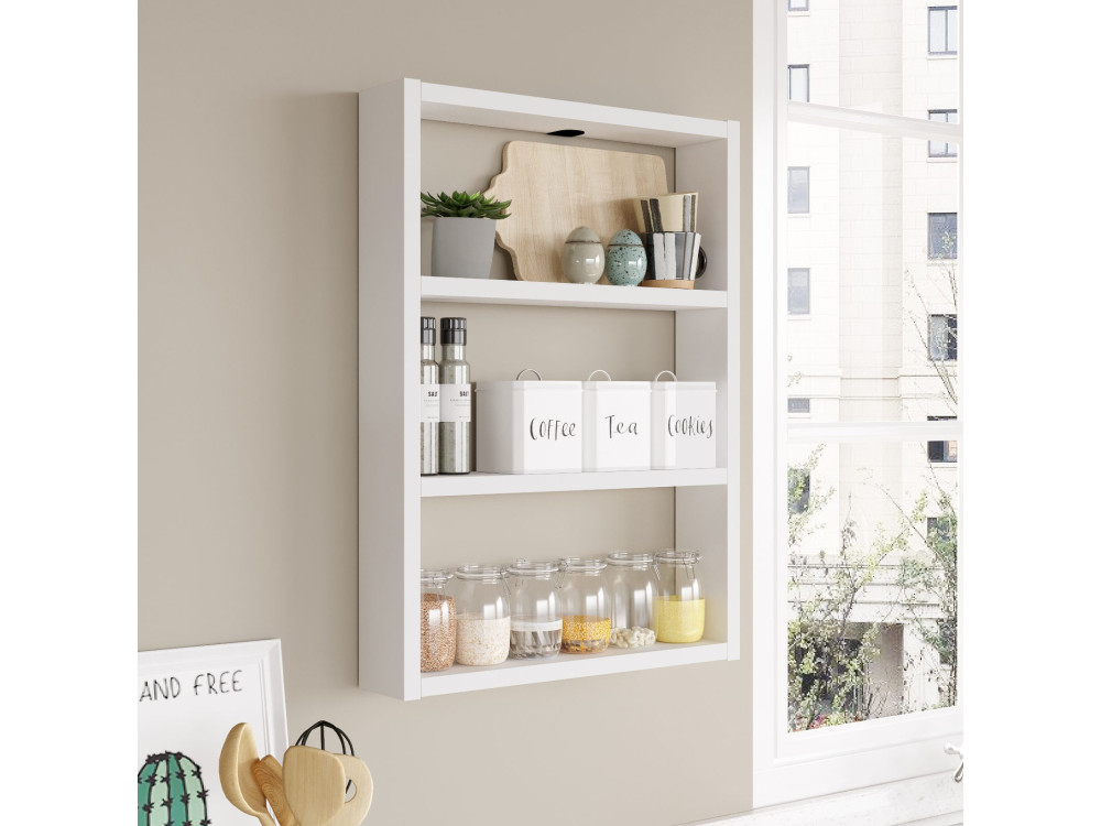 Mensola da parete in legno "PR1" - 43 x 9 x 60 cm - Bianco