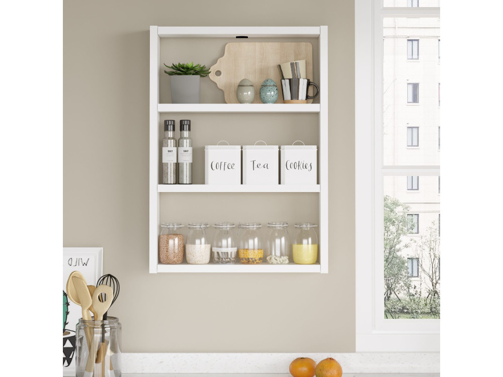 Mensola da parete in legno "PR1" - 43 x 9 x 60 cm - Bianco
