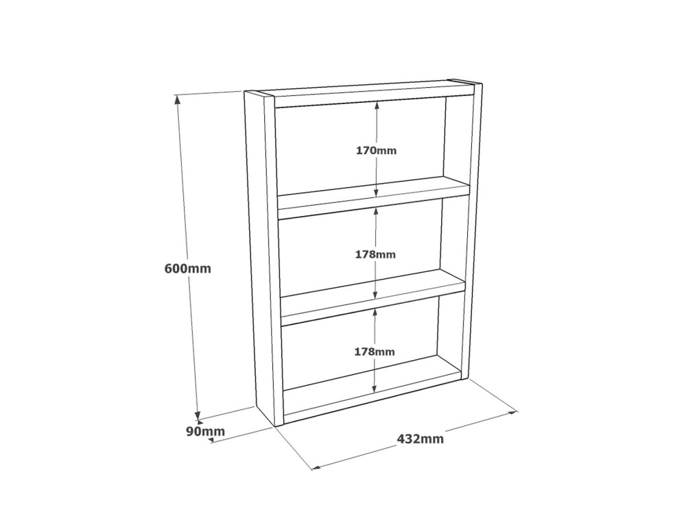 Mensola da parete in legno "PR1" - 43 x 9 x 60 cm - Bianco
