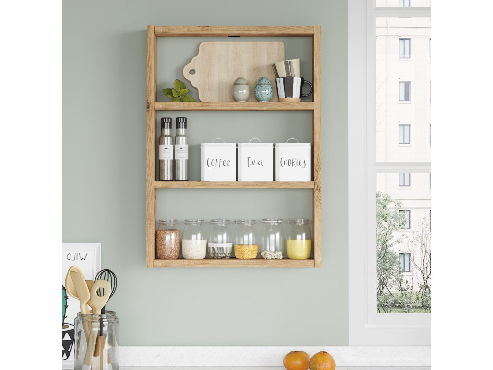 Scaffale da parete in legno "PR1" - 43 x 9 x 60 cm - Pino atlantico