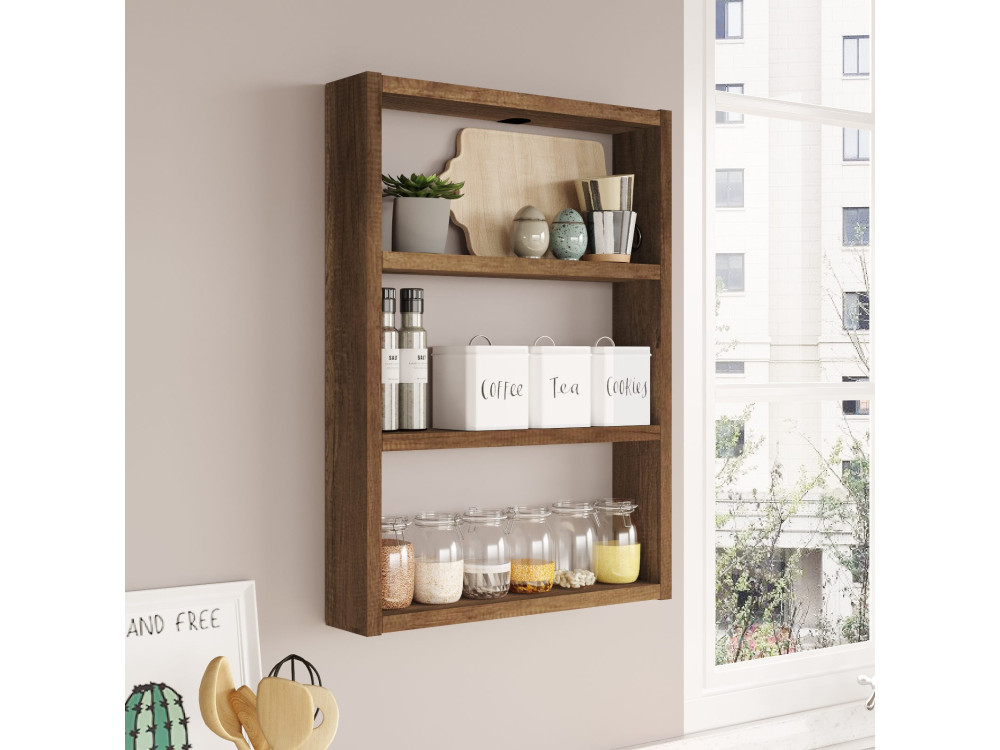 Mensola da parete in legno "PR1" - 43 x 9 x 60 cm - Noce